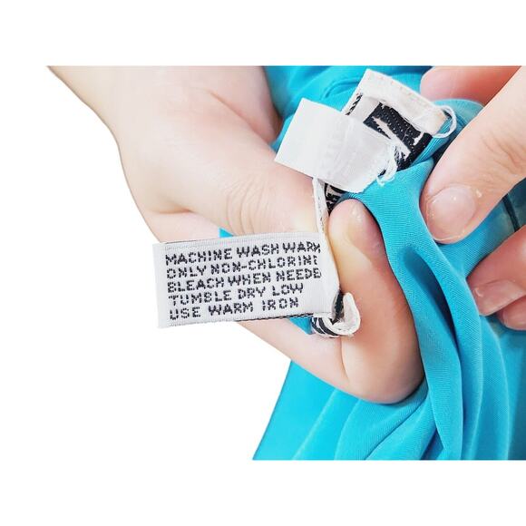 SK and Company Vintage Blue Teal 1980s Shoulder Pads VTG 80s Shirt Size 14 - Picture 16 of 16